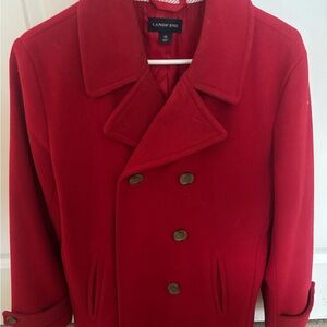 Lands' EndBold Red Peacoat